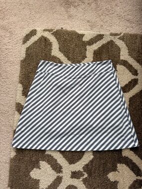 Athleta Navy and White Diagonal Stripe Skort
